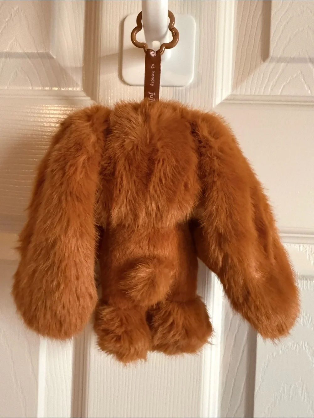 Furry Brown Rabbit Bunny with Floppy Ears Keychain / Charm